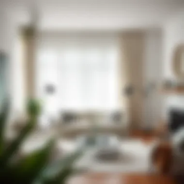 Cozy living space enhanced by the addition of white linen grommet curtains