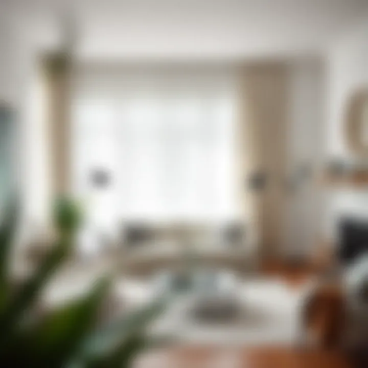Cozy living space enhanced by the addition of white linen grommet curtains