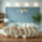 Elegant arrangement of white wooden curtain rings with clips against a modern interior backdrop