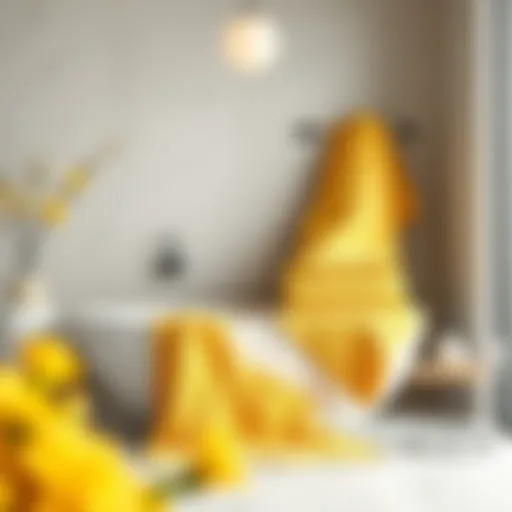 Elegant yellow towel set arranged in a stylish bathroom