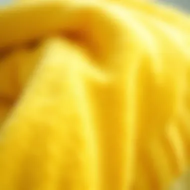 Close-up of yellow towel fabric showcasing texture and quality