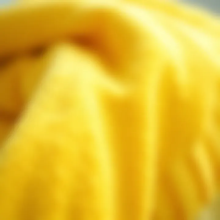 Close-up of yellow towel fabric showcasing texture and quality