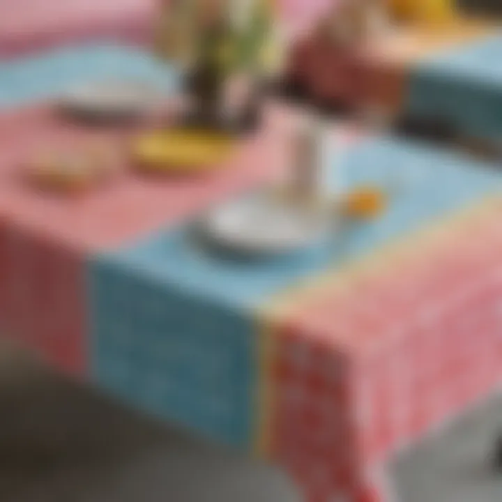 Variety of colorful cloth-like disposable tablecloths displayed