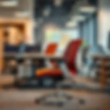 Versatility of Storable Office Chairs Versatile storable chair used in a collaborative work environment