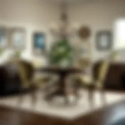 Elegant vintage dining chairs arranged around a rustic table