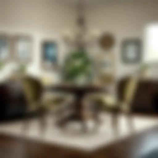 Elegant vintage dining chairs arranged around a rustic table