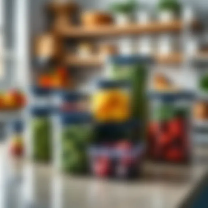 Diverse Container Options Different sizes and shapes of Lock Lock storage containers on a kitchen counter