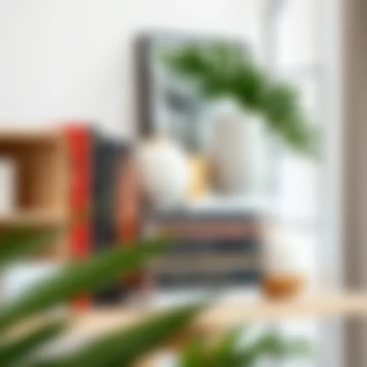 Aesthetic arrangement of books and decor on a 38 inch bookshelf