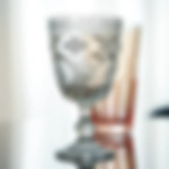 Detailed Elegance of Vintage Glassware An elegant Anchor Hocking glass with intricate patterns and details