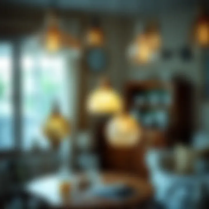 Vintage Glass Shades Enhancing Interior Aesthetics A collection of various vintage glass shades in a cozy interior setting