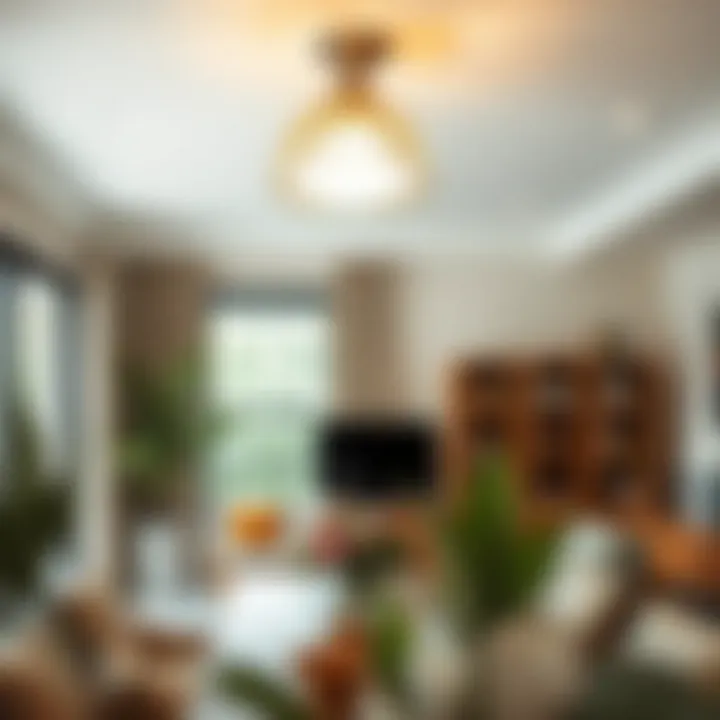 Integration of Vintage Glass Shades in Modern Home Design Stylishly integrated vintage glass ceiling light shade in a modern home design