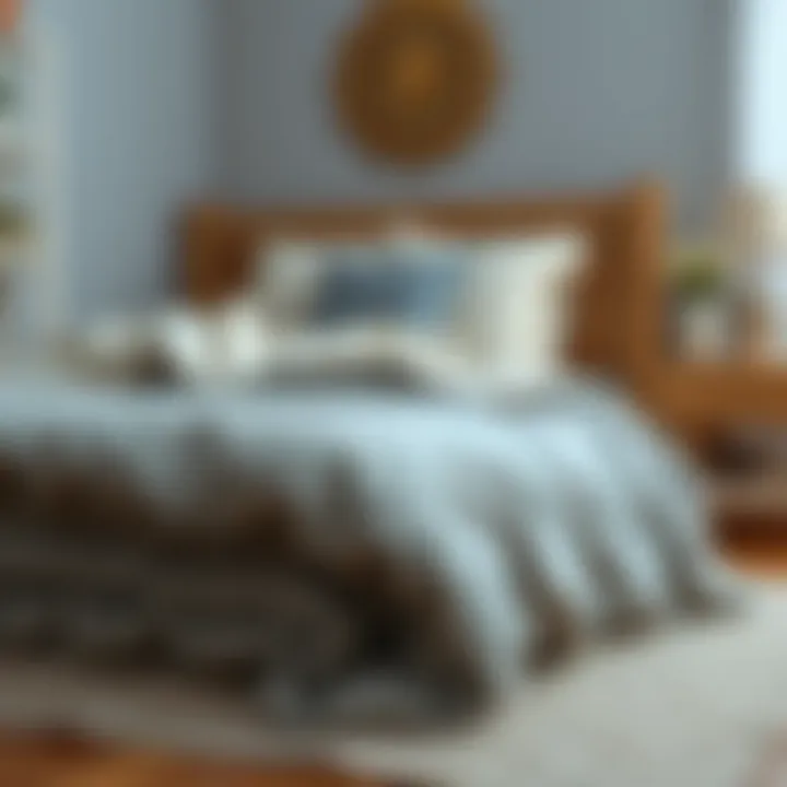 Care Tips for Weighted Blanket Set Care tips displayed alongside a beautifully arranged weighted blanket