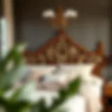 Elegant wooden bed frame showcasing intricate craftsmanship