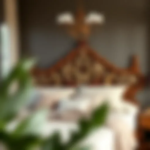 Elegant wooden bed frame showcasing intricate craftsmanship
