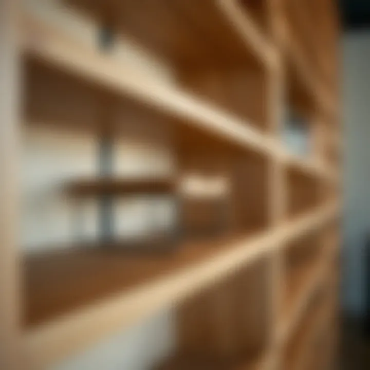 Close-up of wood look shelves highlighting craftsmanship