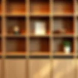 Elegant wood look shelves showcasing diverse finishes