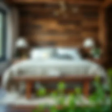 Rustic Wooden Bench in Cozy Bedroom Rustic wooden bench adding character to a cozy bedroom