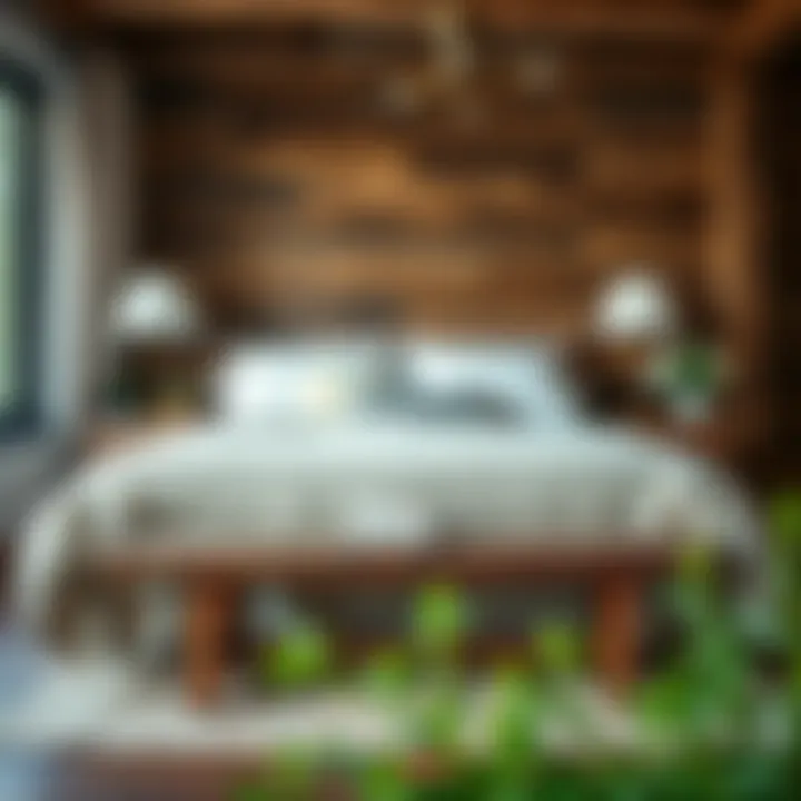 Rustic Wooden Bench in Cozy Bedroom Rustic wooden bench adding character to a cozy bedroom