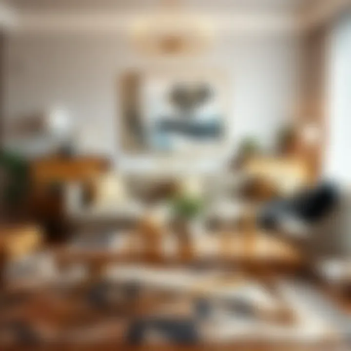 Contemporary Decor with Gold Coffee Table Contemporary gold coffee table paired with stylish decor elements