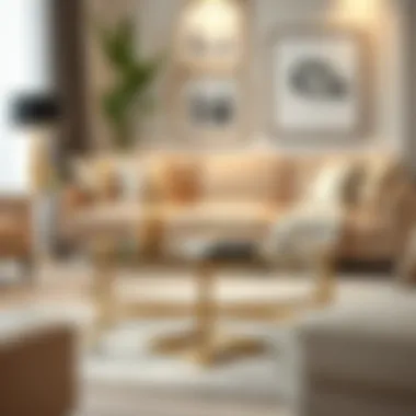 Sophisticated Gold Coffee Table Style Elegant gold coffee table in a modern living room setting