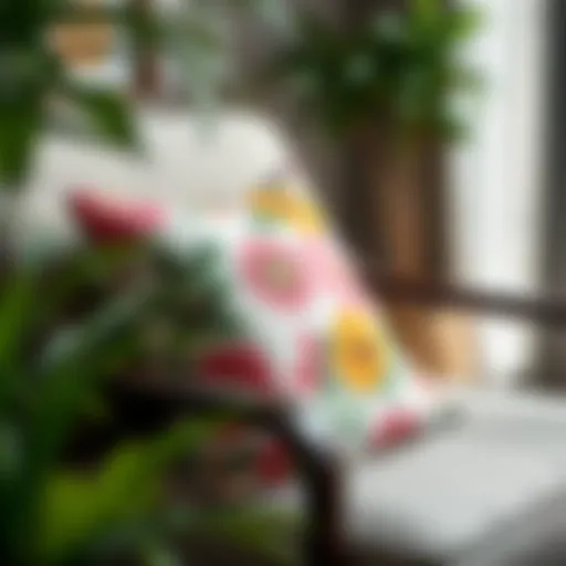 Vibrant floral seat cushion on a modern chair