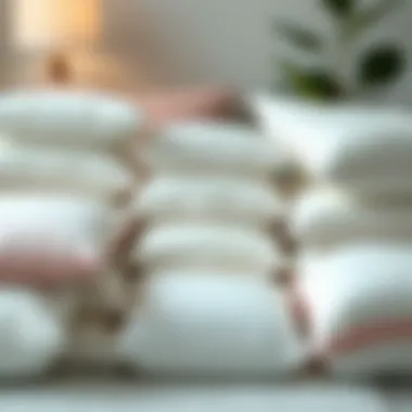 Different types of foam pillows arranged to highlight their firmness levels