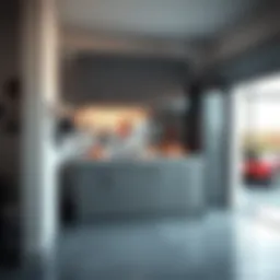 Modern garage workshop cabinet with sleek design