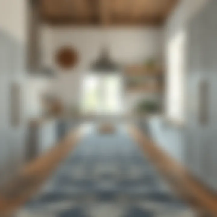 Chic Grey Runner Elevating Rustic Kitchen Aesthetics Stylish grey runner enhancing a rustic kitchen ambiance