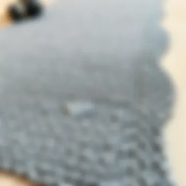 Intricate Textures of a Grey Kitchen Runner Close-up of a textured grey kitchen runner