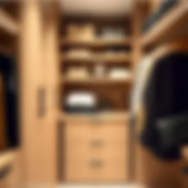 Maximizing Space through Smart Design A well-organized closet demonstrating the functionality of hanging shelves