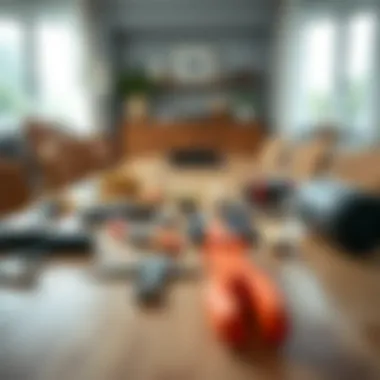 Essential Tools for Easy Assembly Assembly tools and parts laid out for setting up the dining set