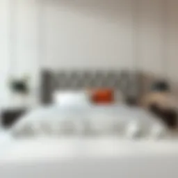 Elegant upholstered headboard in a minimalist bedroom setting.