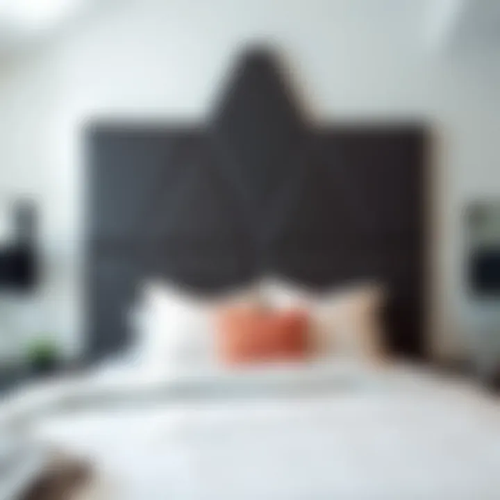 Stylish Geometric Headboard Stylish geometric headboard adding a modern touch.