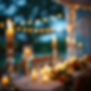 A romantic evening wedding scene with candlelight