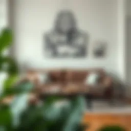 Stylish living room showcasing a sofa bed with optimal width