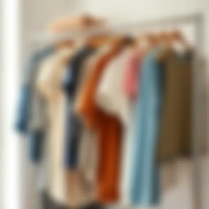 Diverse Clothing on Indoor Drying Rack An indoor drying rack displaying various types of clothing and textiles.