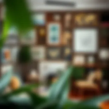 A gallery wall showcasing diverse artistic styles