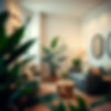 Welcoming Cozy Ambiance A cozy salon waiting space with plants and soft lighting to create a welcoming atmosphere.