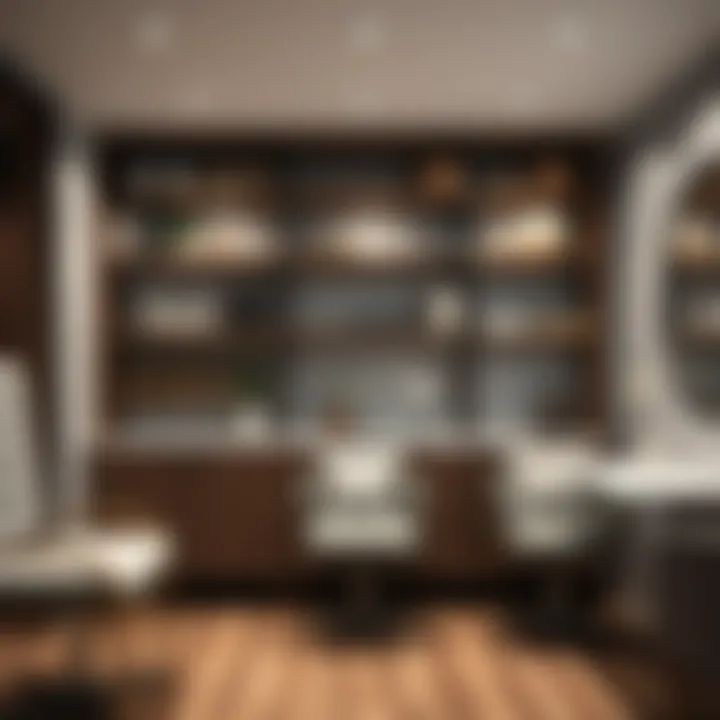 Innovative Storage Solutions An organized salon waiting area featuring innovative storage solutions and sleek design.