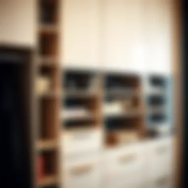 Unique Design Elements in Wardrobe and Bookcase Fusion Close-up of unique design elements in a wardrobe and bookcase combination