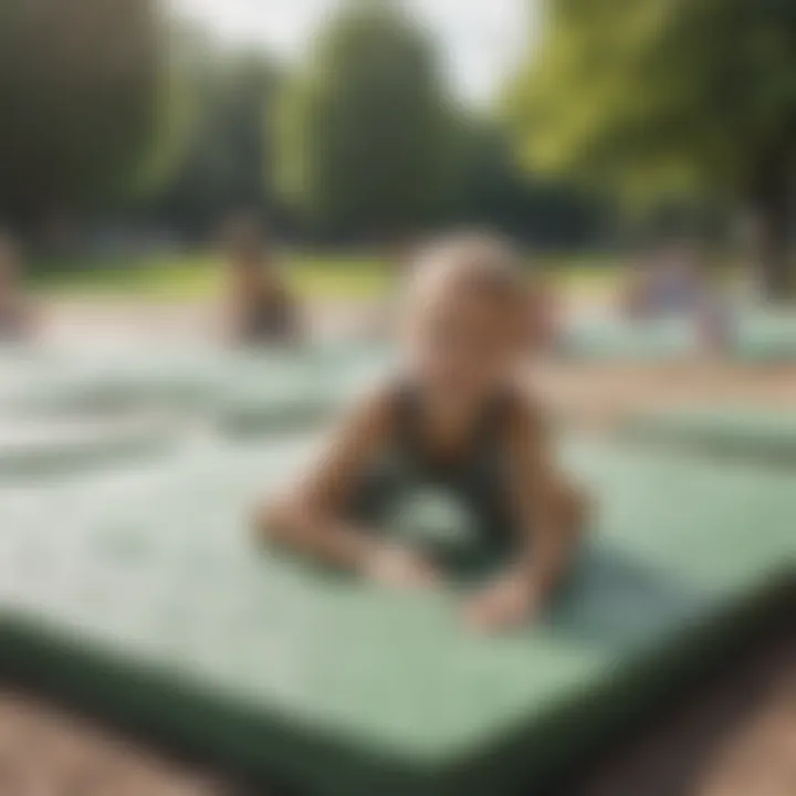 Children playing on interlocking foam mats in a park