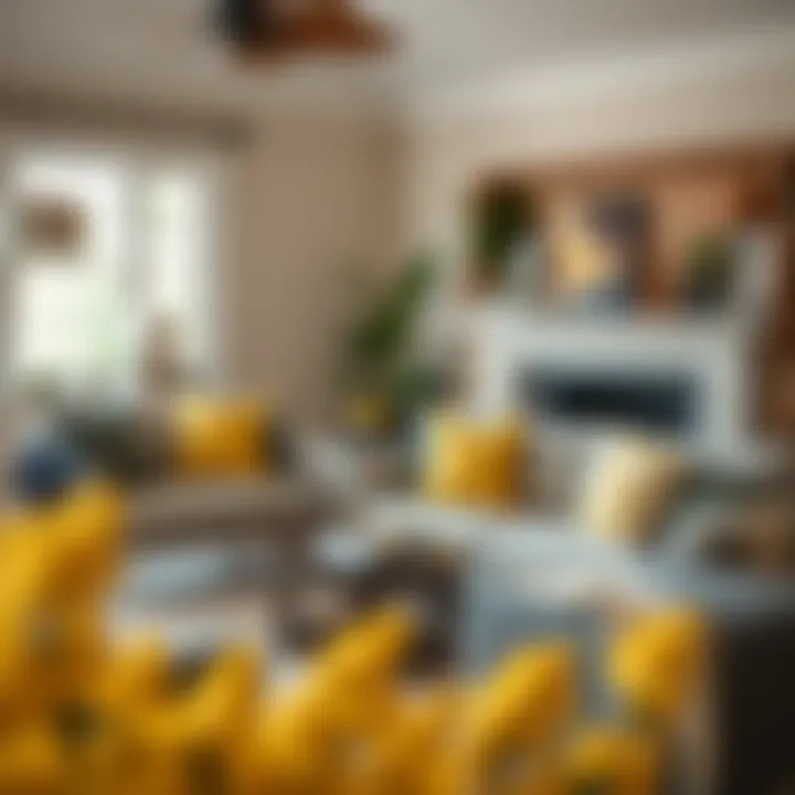 Stylishly arranged lemon chair pads in a cozy living room.