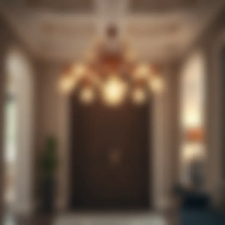 Chic Design Elements in Entryways Chic light bulb pendant chandelier with unique design elements in a stylish foyer
