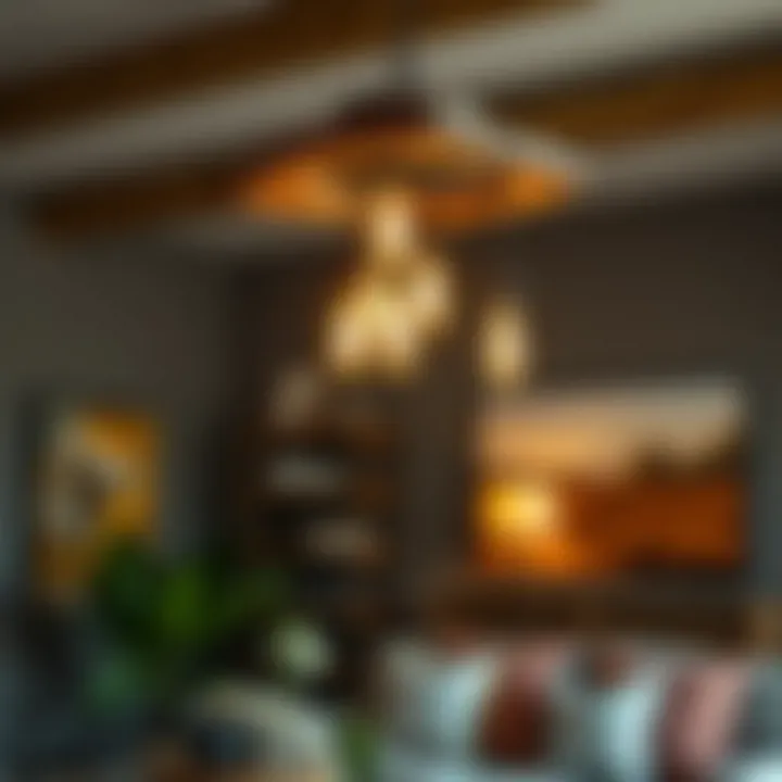Rustic Charm and Warmth Rustic light bulb pendant chandelier above a cozy living space