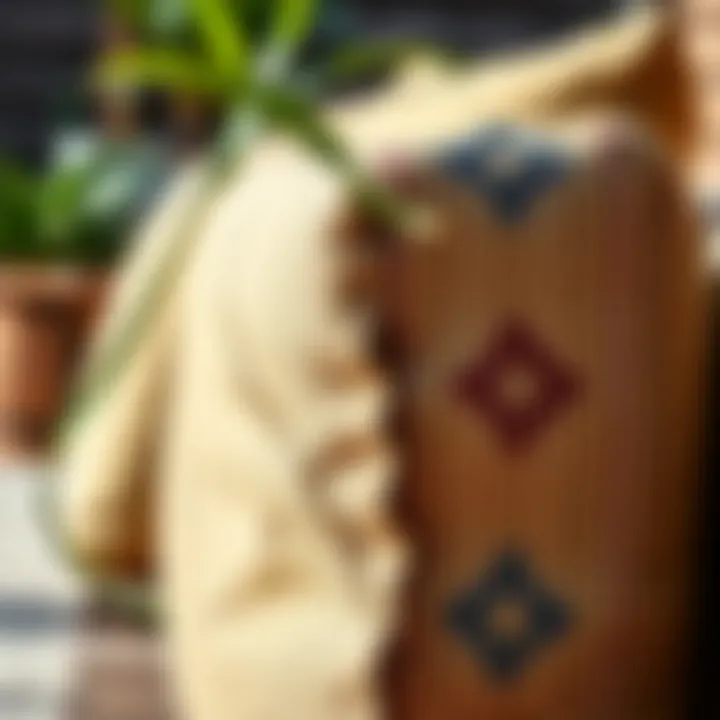 High-Quality Fabric of Outdoor Cushions Close-up view of durable fabric on an outdoor cushion