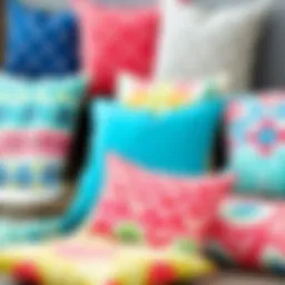 Vibrant array of Lowe's outdoor cushions showcasing various patterns