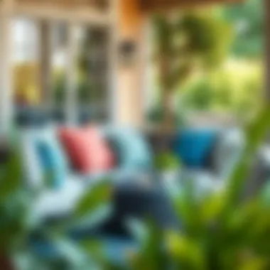 Stylish Outdoor Seating with Cushions Stylish outdoor seating area with coordinated cushions