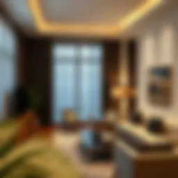 Luxurious living room featuring lush decor blackout curtains