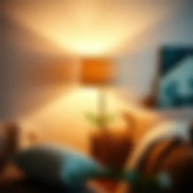 Cozy corner with a floor lamp providing soft lighting