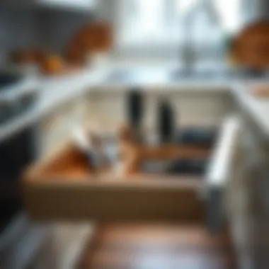A well-organized kitchen drawer emphasizing space optimization